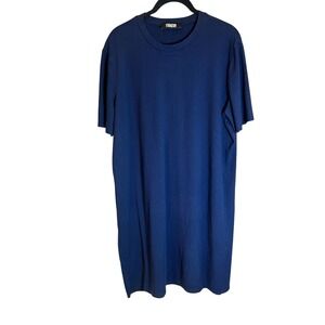 Reformation Ribbed T-Shirt Dress Navy Blue Short Sleeve Tencel Blend Large
